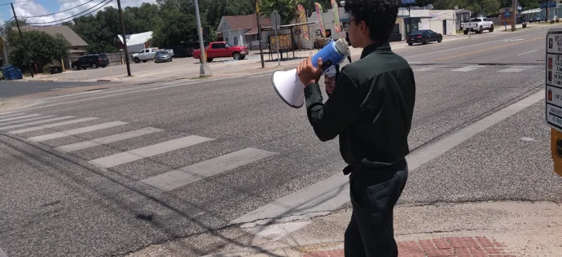 Member sharing the Gospel on the streets of Beeville