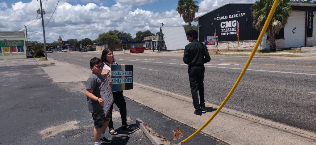 Church members sharing the Gospel on the streets of Beeville